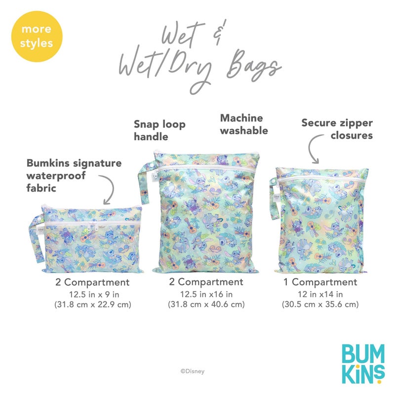 Bumkins Disney Waterproof Wet Dry Clutch Bag for Baby, Travel, Swim Suit, Cloth Diapers, Pump Parts, Pool, Gym Clothes, Toiletry, Strap to Stroller, Daycare, Zip Reusable Bag, Packing Pouch, Stitch - Image 5